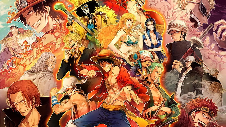 One Piece poster, Monkey D. Luffy, Trafalgar Law, Ussop, Roronoa Zoro