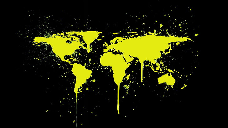 yellow paint drips, sparks, green, vector, black Color, spray, HD wallpaper