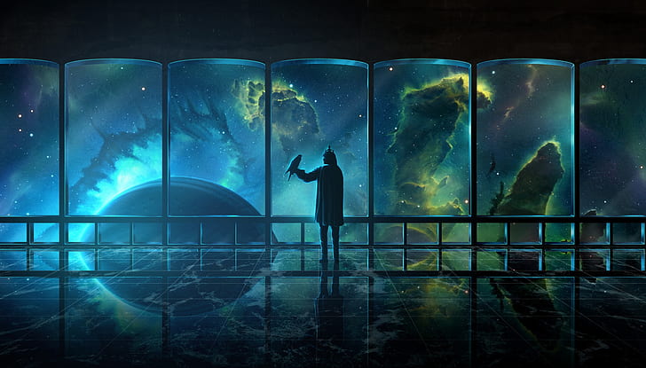 dark, universe, fantasy, Space, bird, nebula, science fiction, HD wallpaper