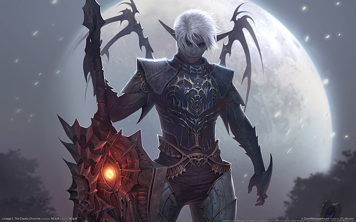 World of Warcraft Elves digital wallpaper, the moon, lineage 2