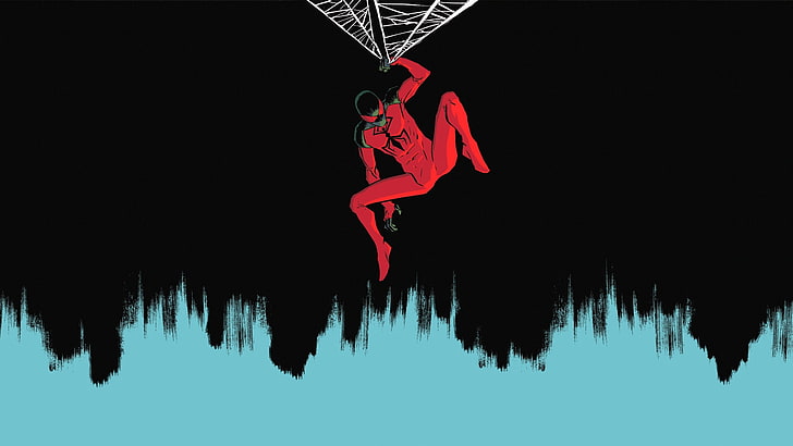 Marvel Spider-Man hanging on web illustration, Scarlet Spider