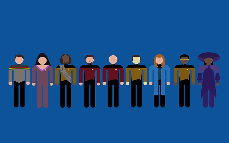 Star Trek characters illustration, minimalism, Crew, USS Enterprise (spaceship)