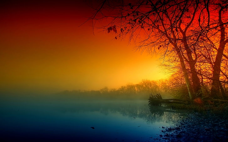 Dawn, Mystic river, 4K, HD wallpaper
