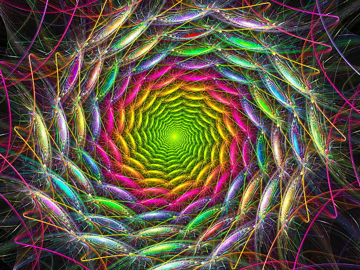 trippy, psychedelic, colorful, fractal, multi colored, full frame, HD wallpaper