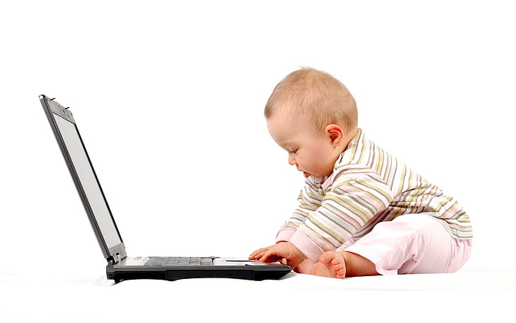 HD wallpaper: Cute baby playing laptop | Wallpaper Flare