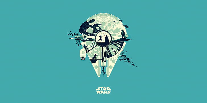 Millennium Falcon, simple background, Star Wars, artwork, science fiction
