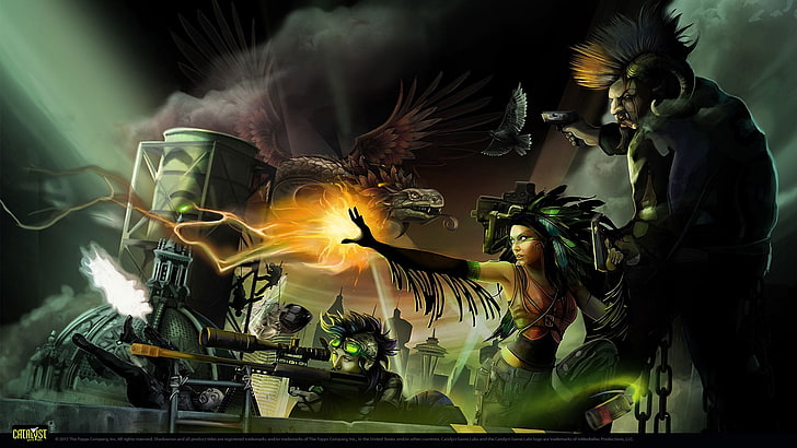 Shadowrun Runners wallpaper, cyberpunk, representation, human representation