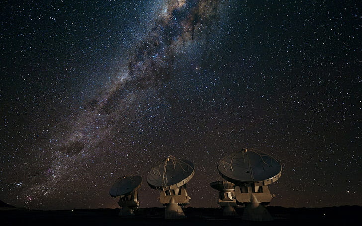 telescope, radio, space, sky, technology, stars, HD wallpaper