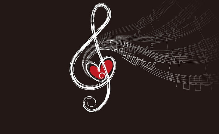 HD wallpaper: Musical Notes, white and red music note with heart wallpaper  | Wallpaper Flare