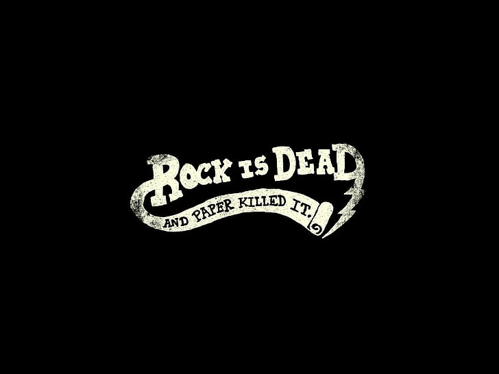 HD wallpaper: Rock is Dead and Paper Killed It logo, minimalism, typography  | Wallpaper Flare
