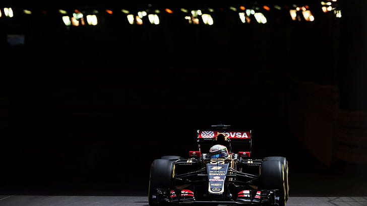 F1, Formula 1, black and red f1 cart, Monte Carlo, Lotus, E23