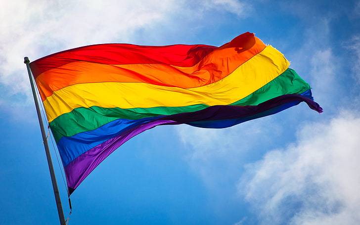 rainbow flag, gay, pride, rainbows, colorful, sky, clouds, San Francisco, HD wallpaper