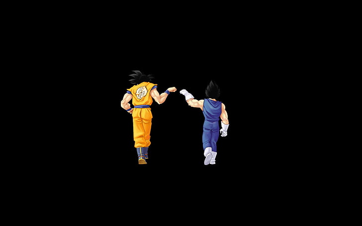 Dragon Ball Z Vegetta and Son Goku illustration, black Background