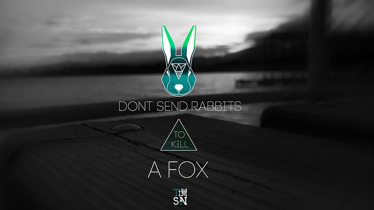 A Fox logo, quote, dark, monochrome, sign, communication, guidance
