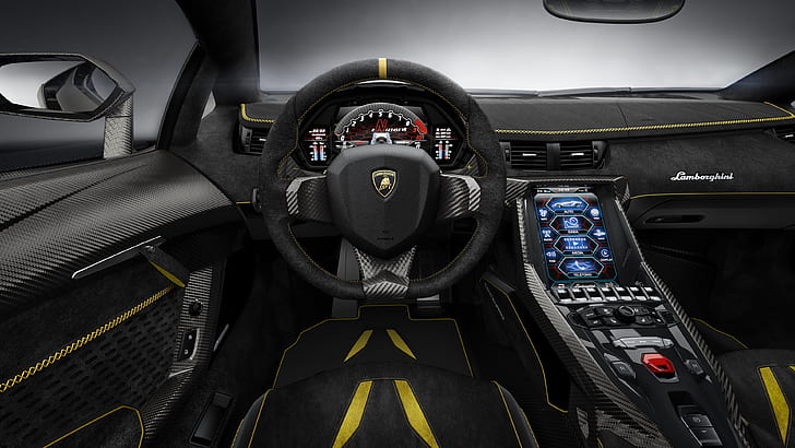 luxury lamborghini centenario lp770 4 car vehicle super car car interior dashboards steering wheel, HD wallpaper