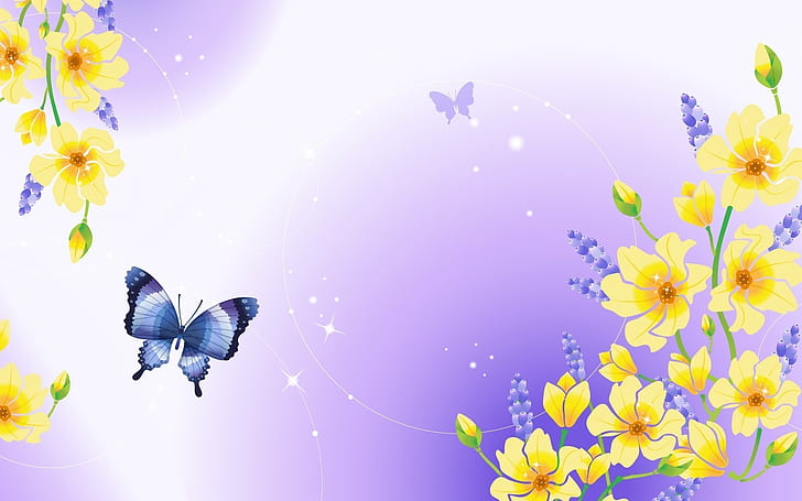 HD wallpaper: Butterfly and Flowers, blue butterfly wallpaper, background,  image | Wallpaper Flare