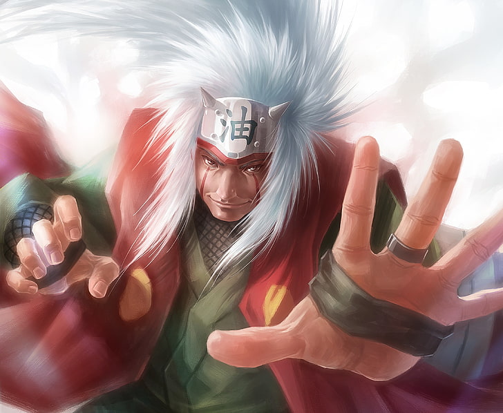 Naruto Jiraiya illustration, art, man, hand, stand, symbol, character, HD wallpaper