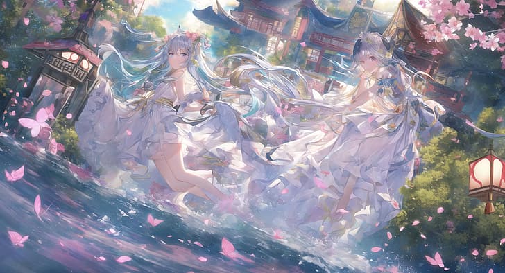 HD wallpaper: anime girls, water, underwater, long hair, fantasy ...