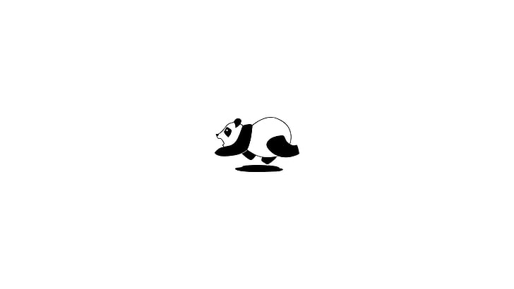 panda illustration, black and white, symbol, headphones, vector, HD wallpaper