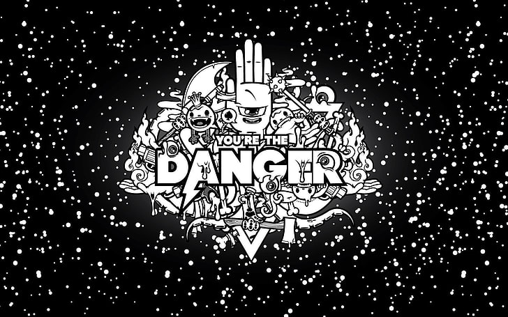 HD wallpaper: you're the danger doodle art, abstraction, black, stars, sky  | Wallpaper Flare