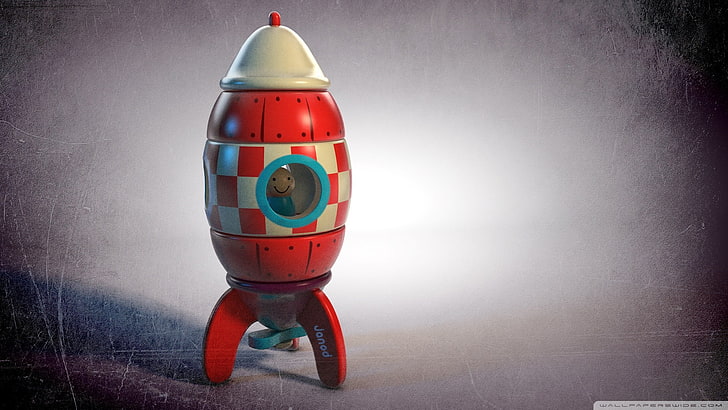 red rocket toy, digital art, indoors, single object, no people, HD wallpaper
