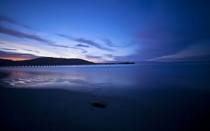 Blue sunset on the beach-High Quality HD Wallpaper, water, sea, HD wallpaper