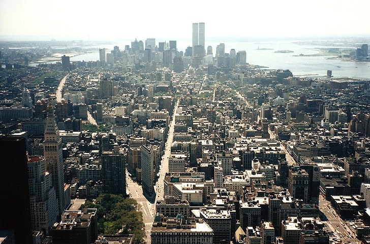 white concrete high rise buildings, cityscape, skyscraper, New York City, HD wallpaper