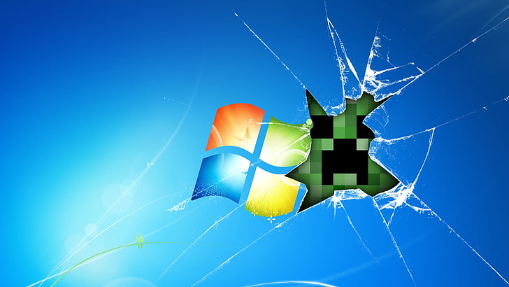 Windows log, minecraft, game, glass, desktop, abstract, three-dimensional Shape, HD wallpaper