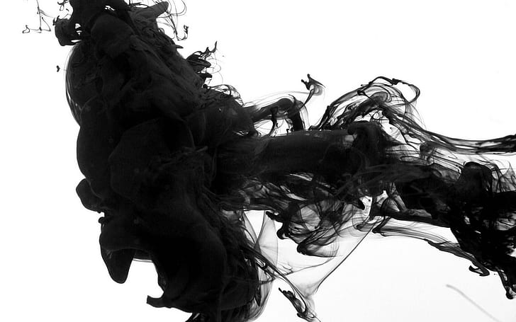 Black, Smoke, White Background, Abstract, black smoke 3d photo, HD wallpaper