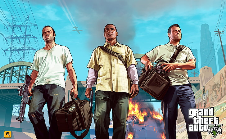 Grand Theft Auto V - Franklin, Michael &..., GTA V wallpaper