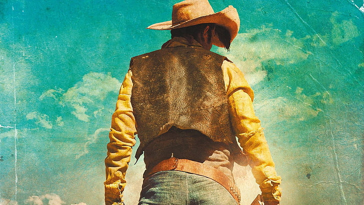 cowboy portrait, Lucky Luke, Jean Dujardin, cowboys, comics, one person