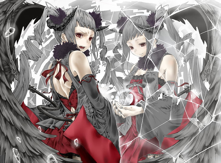HD wallpaper: wings succubus demons horns pink hair red eyes 2121x3000  Anime Hot Anime HD Art | Wallpaper Flare