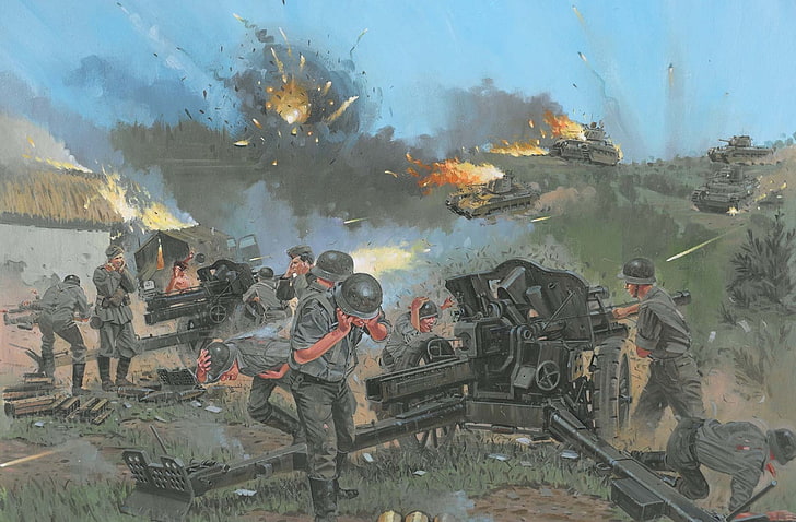 soldiers digital wallpaper, fire, smoke, figure, explosions, gun