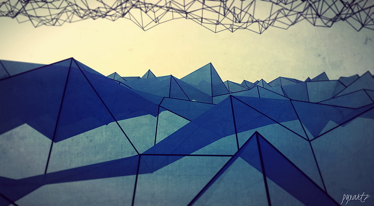 geometric digital wallpaper, abstract, low poly, triangle, digital art, HD wallpaper