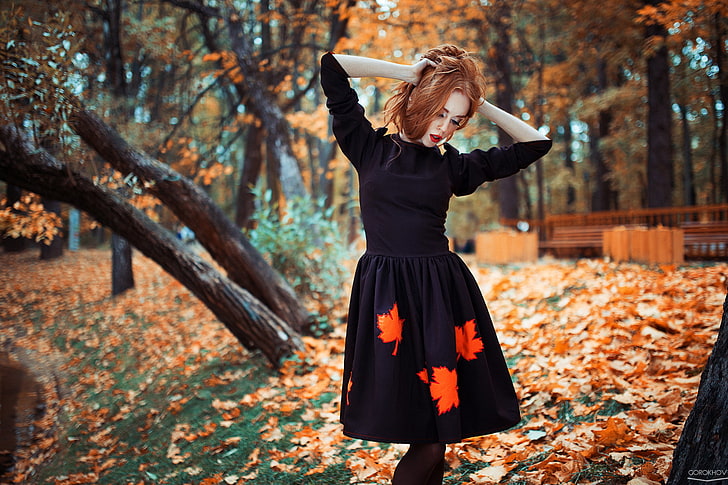 500px, Ivan Gorokhov, trees, fall, 2013 (Year), women outdoors, HD wallpaper