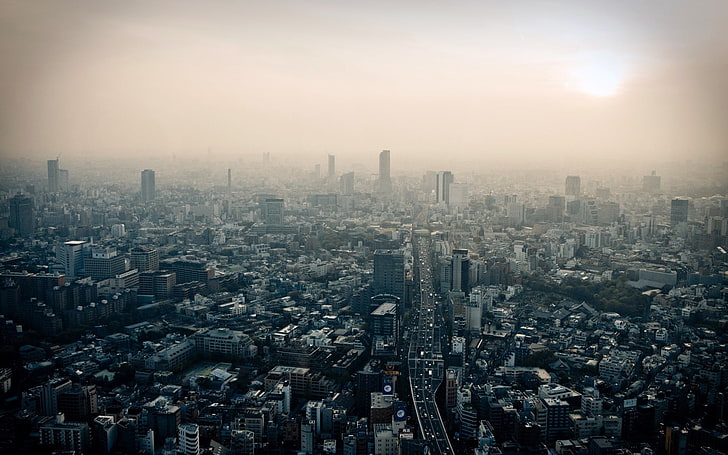 aerial photography of city buildings, Tokyo, Japan, cityscape