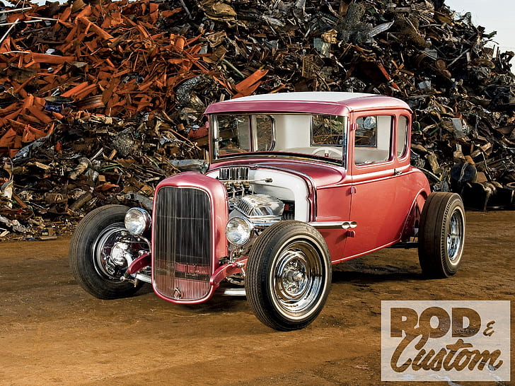 30 ford Custom hot rod wheels HD, red model a hot rod classic coupe, HD wallpaper