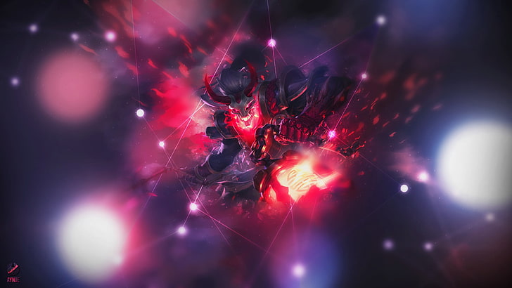 purple and red horned creature wallpaper, League of Legends, Thresh