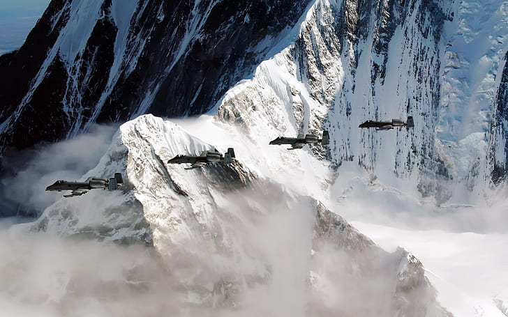 A 10 Thunderbolt IIs fly over the Pacific Alaska, HD wallpaper