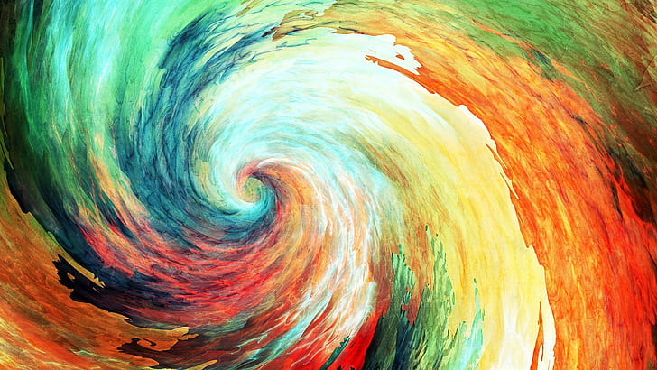 painting, spiral, colorful, abstract