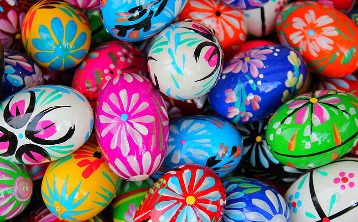 Polish Pisanki Easter Eggs, assorted-color painted egg lot, Holidays, HD wallpaper
