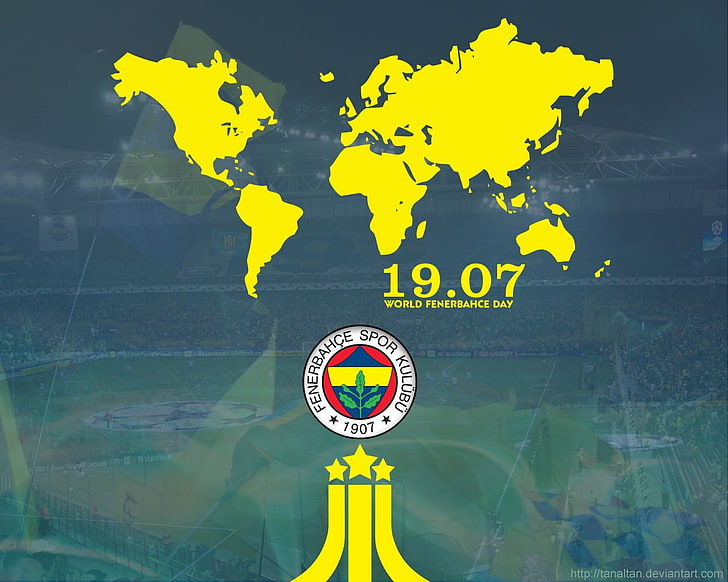 world map illustration, Fenerbahçe, yellow, communication, guidance, HD wallpaper