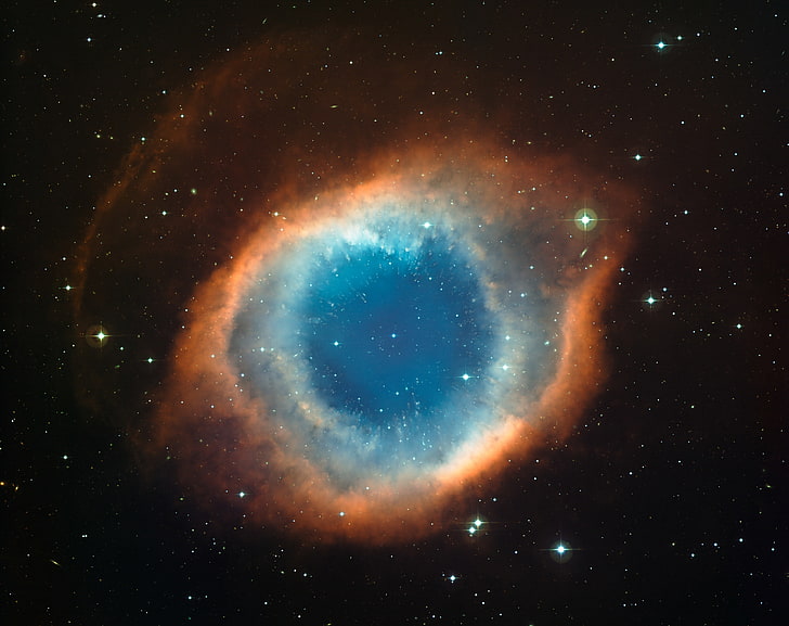 Helix Nebula Eye Of God, blue and brown galaxy, Space, astronomy