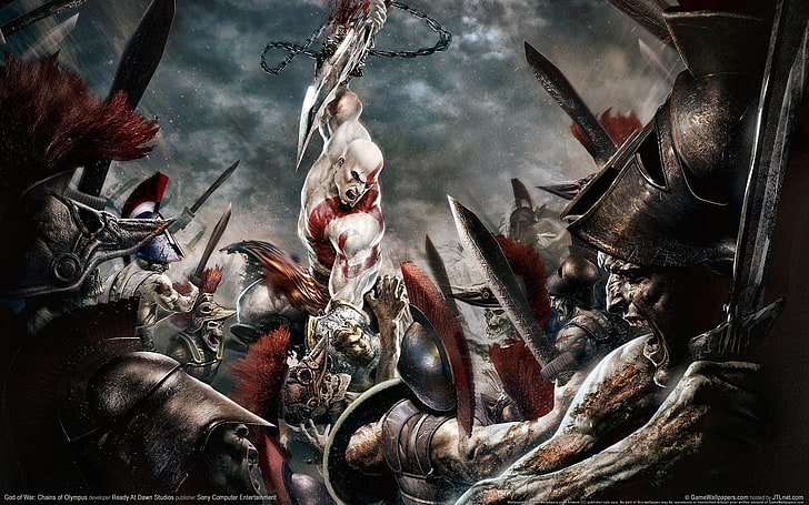 God of War Kratos digital wallpaper, video games, sword, fighting, HD wallpaper