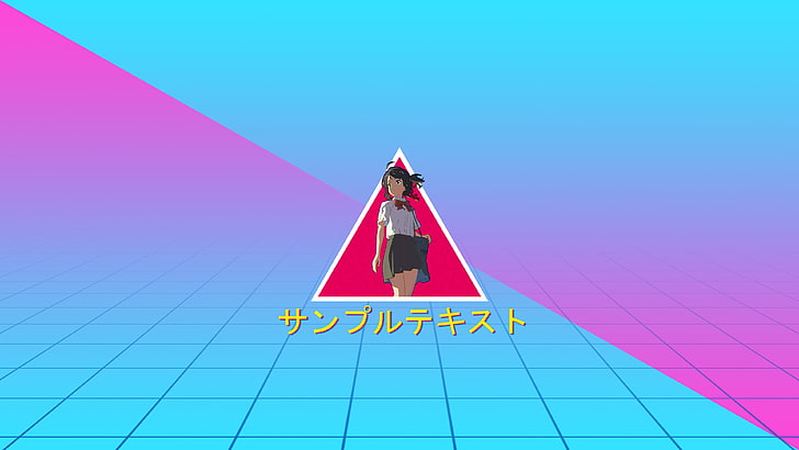 vaporwave, Your Name, anime girls, Makoto Shinkai, Kimi no Na Wa, HD wallpaper
