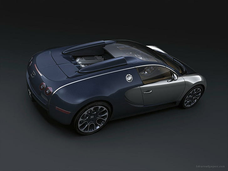 Bugatti Veyron Grand Sport Sang Bleu, gray and silver coupe, cars, HD wallpaper