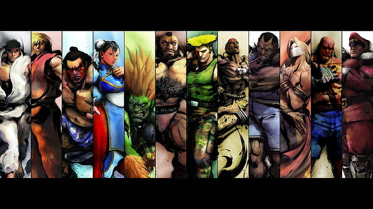 Street Fighter characters digital art wallpaper, collage, video games