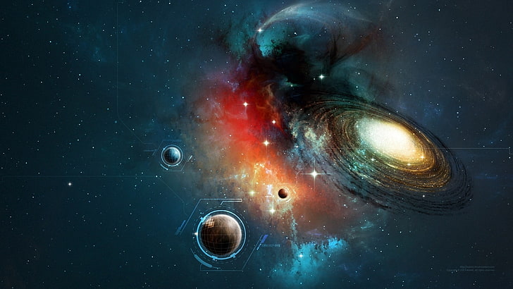 Galaxy wallpaper, digital art, universe, space, planet, spiral galaxy