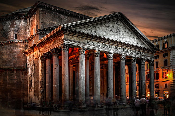 Rome, Italy Pantheon, magrippa coste, hdr, HD wallpaper