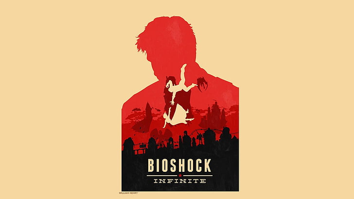 BioShock Infinite, video games, one person, red, text, communication, HD wallpaper